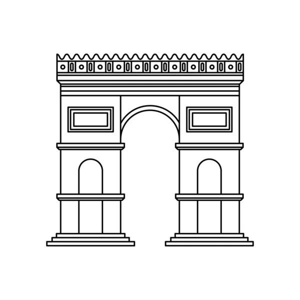 Arch Triumph Famous Landmark Icon — Vetor de Stock