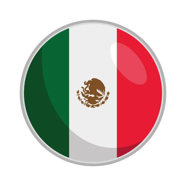 Mexikói Zászló Gomb Ikonjában — Stock Vector