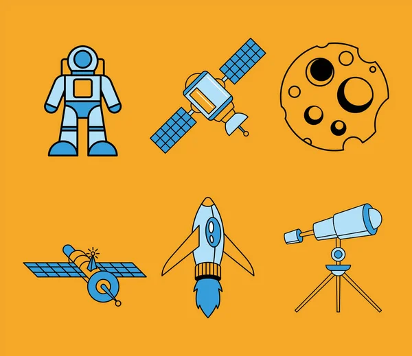 Seis Ícones Espaço Exterior Conjunto —  Vetores de Stock