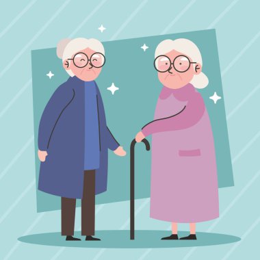 grandmothers couple standing avatars characters