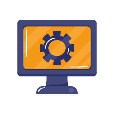 dişli simgesi olan bilgisayar masaüstü