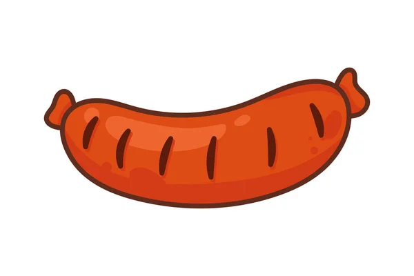 Delicious Sausage Food Isolated Icon — Stock Vector