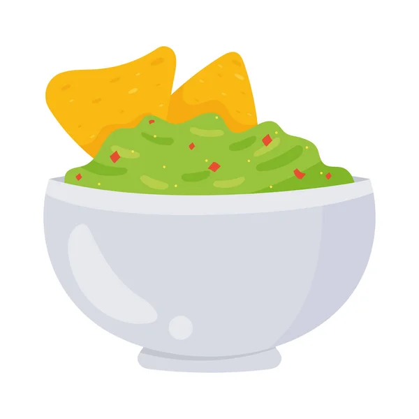 Nachos Guacamole Sauce Icon — Vector de stock