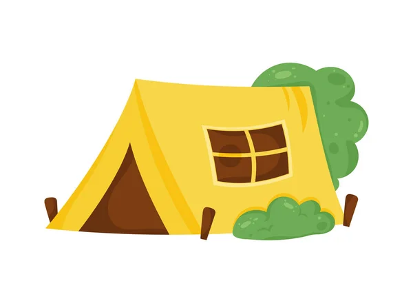 Yellow Camping Tent Adventure Icon — Stockvektor