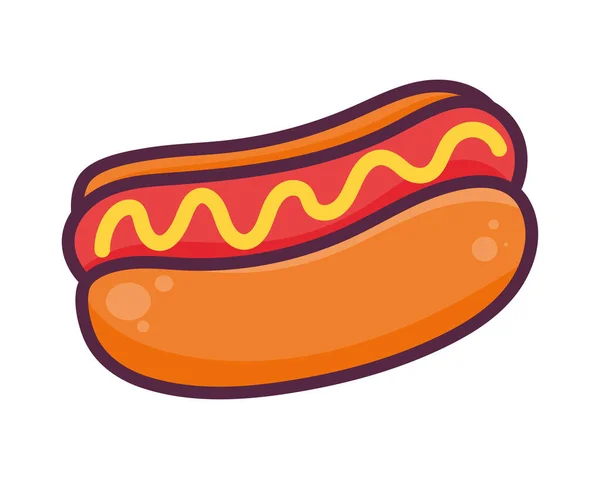 Hot Dog Fast Food Icon — Stock Vector