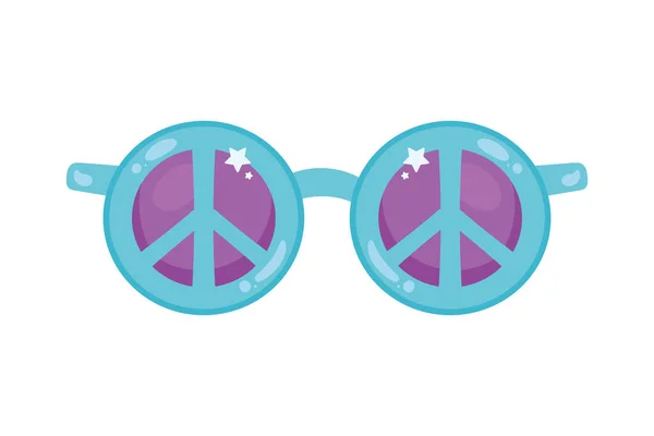 Hippie Sunglasses Peace Symbols Icon — ストックベクタ