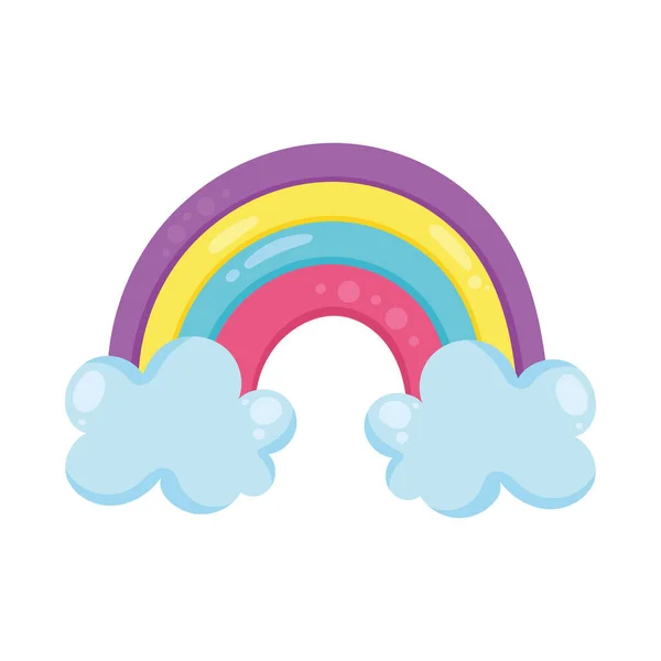 Arco Iris Con Nubes Estilo Hippie — Vector de stock