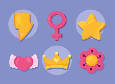 six Girl Power set icons