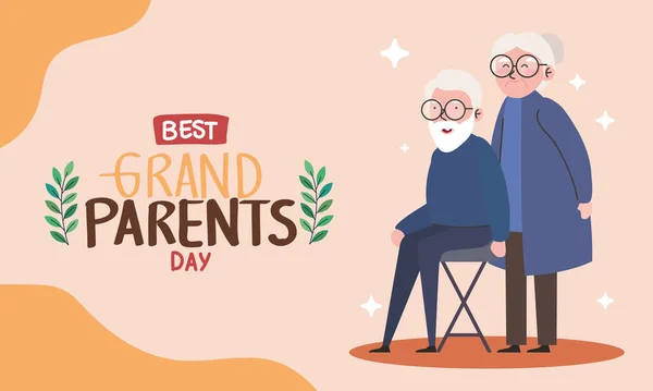 Grandparents Day Lettering Old Parents Card — ストックベクタ