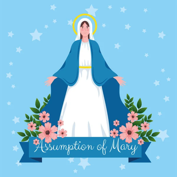 Assumption Mary Ribbon Card — Vettoriale Stock