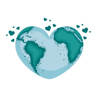 planet earth heart shape icon