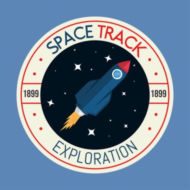 roket alanı retro etiket simgesi