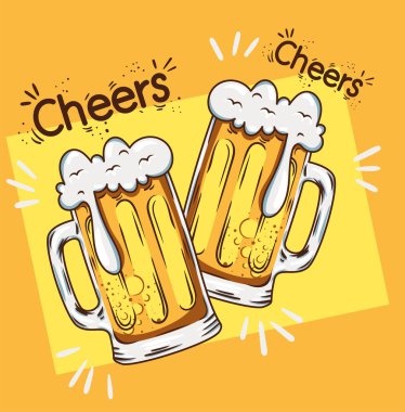 beers mugs cheers drinks poster