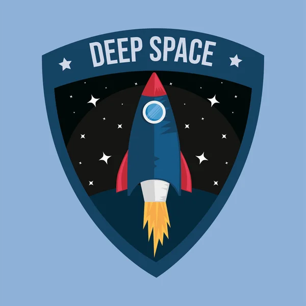 Rocket Space Retro Sticker Icon — стоковый вектор