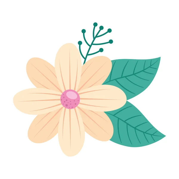 Beige Blumengarten Mit Blättern — Stockvektor