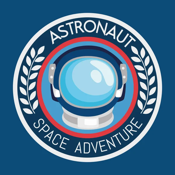 Astronot Miğferi Uzay Retro Etiket Simgesi — Stok Vektör