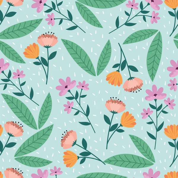 Pink Orange Flowers Seamless Pattern Background — Stock Vector