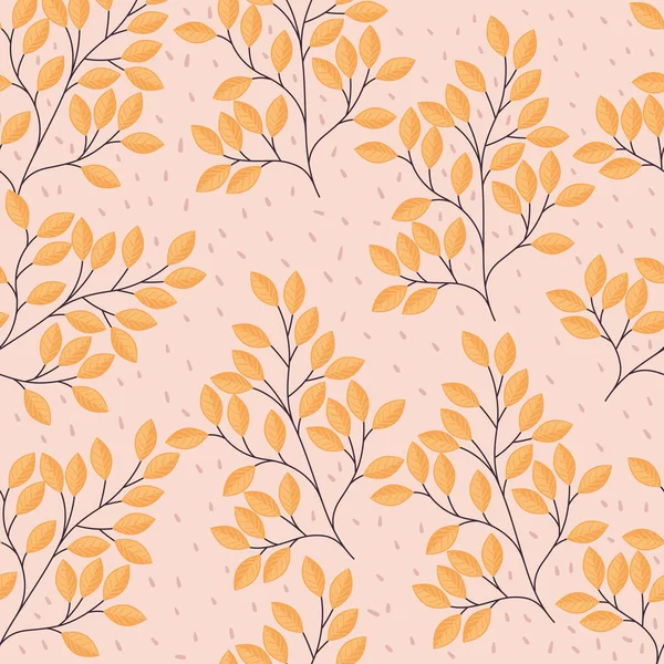 Autumn Leafs Foliage Branches Seamless Pattern — 스톡 벡터
