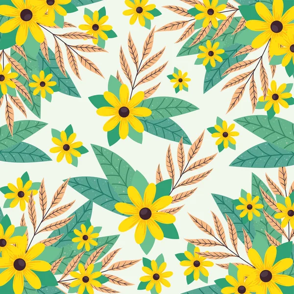 Yellow Flowers Decorative Seamless Pattern Background — Stockvektor