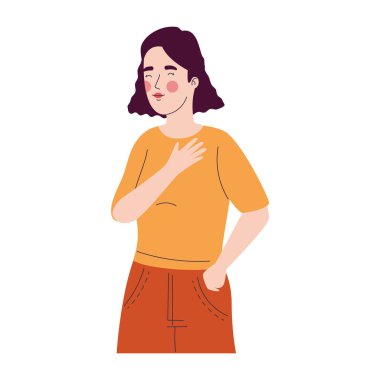 young tender woman gesture character