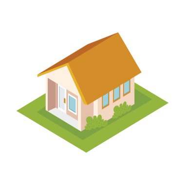 pembe ev izometrik yapı simgesi