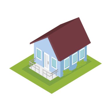 mavi ev izometrik yapı simgesi