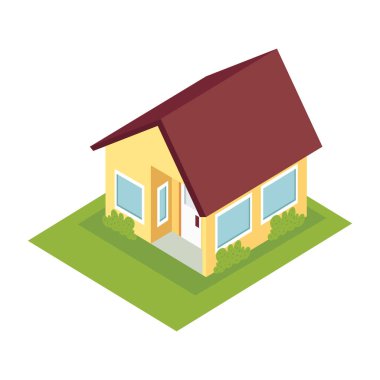 ev sarısı izometrik yapı simgesi