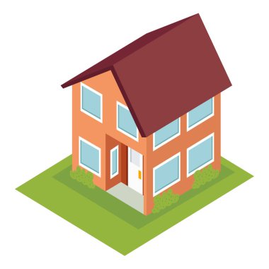 turuncu ev izometrik yapı simgesi