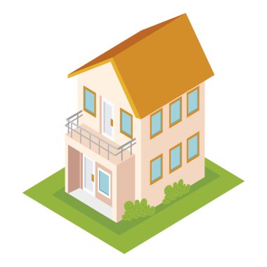 sarı ev izometrik yapı simgesi