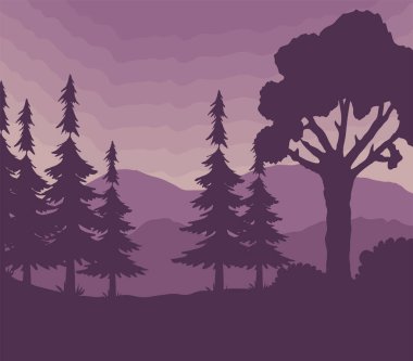 forest landscape purple color scene