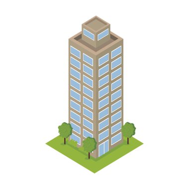 Gri bina izometrik yapı simgesi