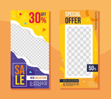 Sosyal pazarlama çift pankart simgeleri