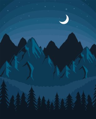 Ay manzaralı gece manzarası