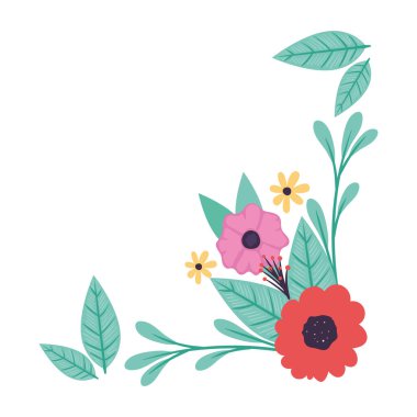 Çiçekler ve yapraklar çerçeve dekorasyonu