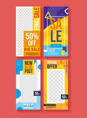 dört sosyal pazarlama şablonu simgesi