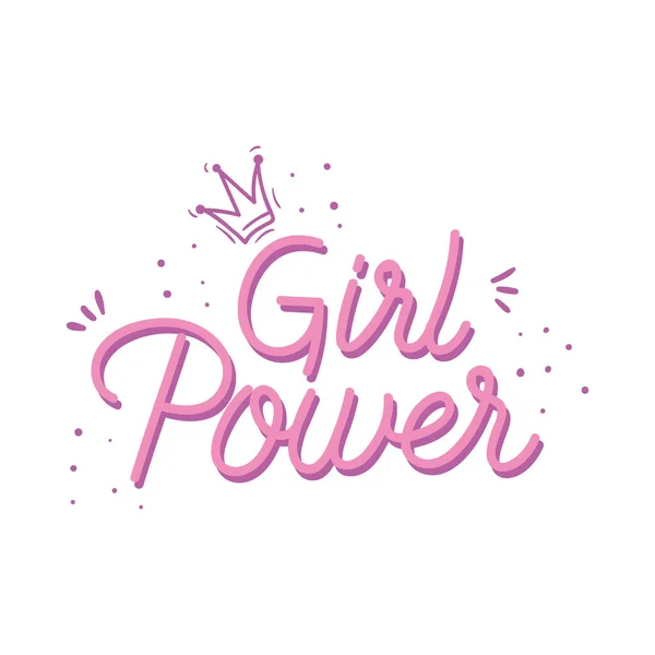 Girl Power Lettering Calligraphy Card - Stok Vektor