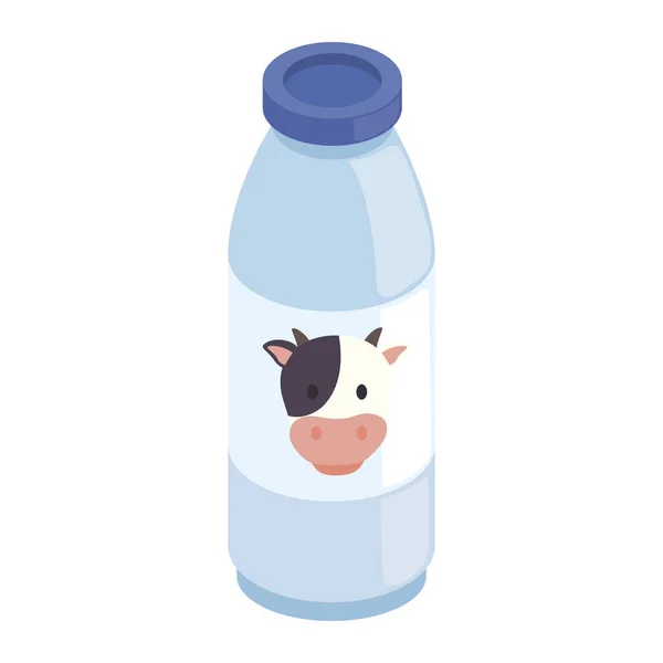 Cow Milk Bottle Isometric Style — Image vectorielle