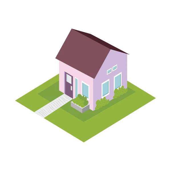 House Lilac Isometric Construction Icon — Archivo Imágenes Vectoriales