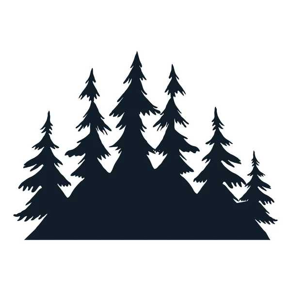 Pines Trees Forest Silhouette Icons — Stock Vector