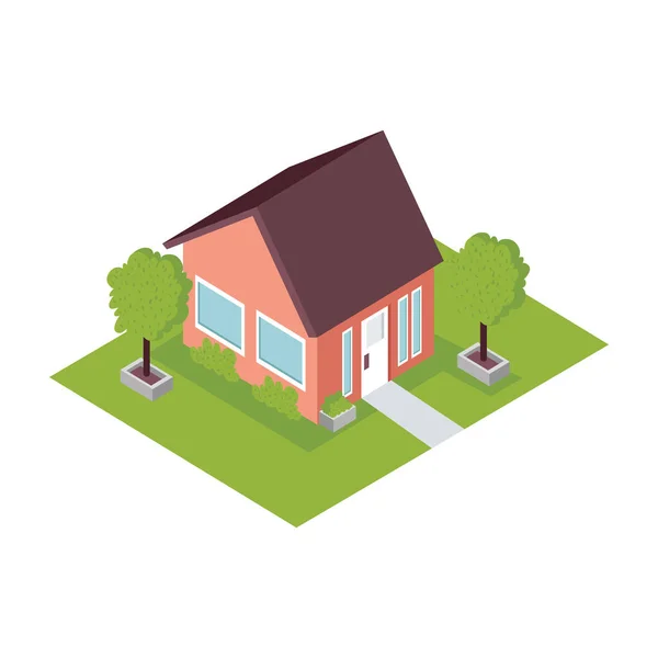 Red House Isometric Construction Icon — 图库矢量图片