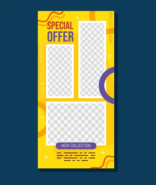 Yellow Social Marketing Banner Template — Vettoriale Stock