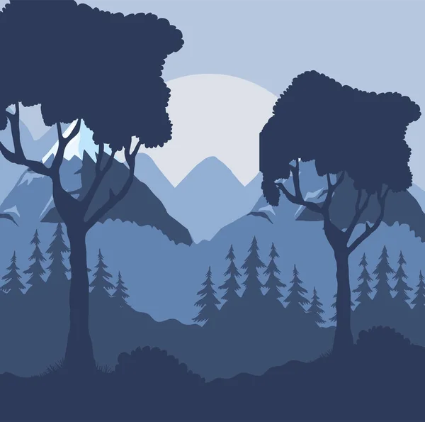 Blue Forest Landscape Nature Scene — Stockvektor