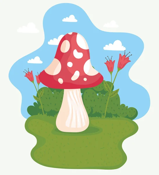 Fungus Enchanted Forest Scene — стоковый вектор