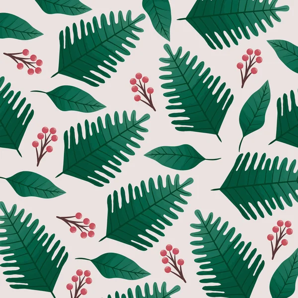 Branches Seeds Leafs Pattern Background — 스톡 벡터