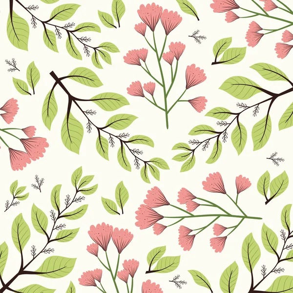 Leaves Flowers Pattern Background — 스톡 벡터