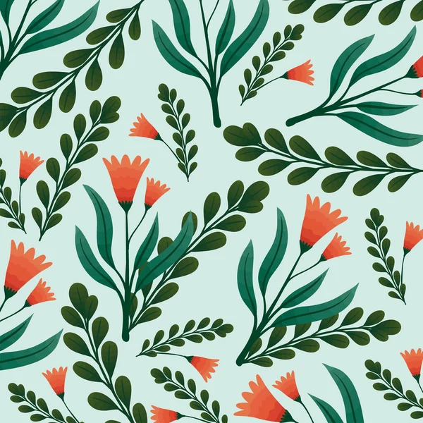 Red Flowers Branches Pattern Background — Vettoriale Stock