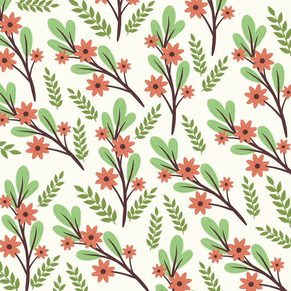 Leafs Flowers Pattern Background — 스톡 벡터