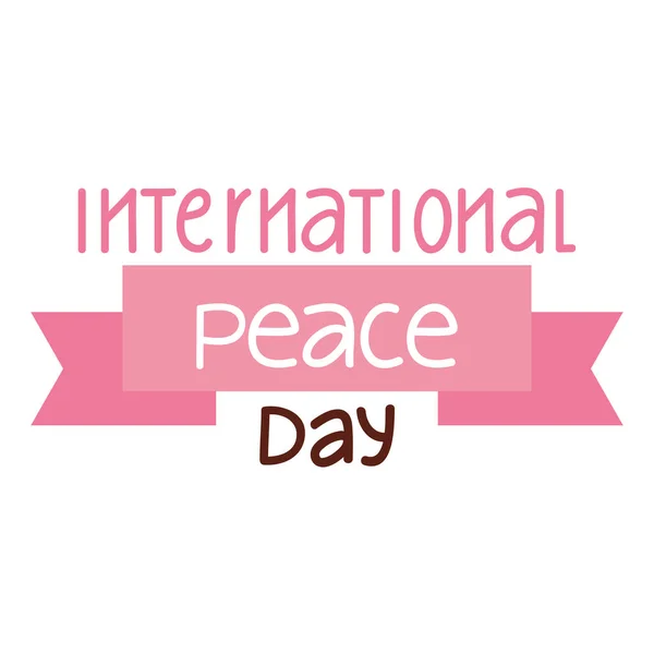 International Peace Day Lettering Ribbon Frame — Archivo Imágenes Vectoriales