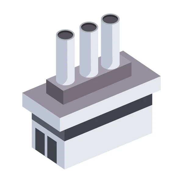 Gray Chimneis Building Isometric Icon — Vetor de Stock