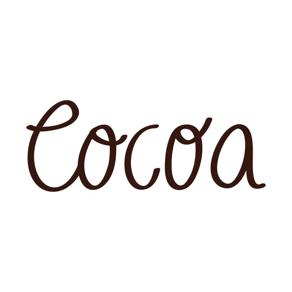 Cocoa Lettering Calligraphy Isolated Icon — Stock Vector